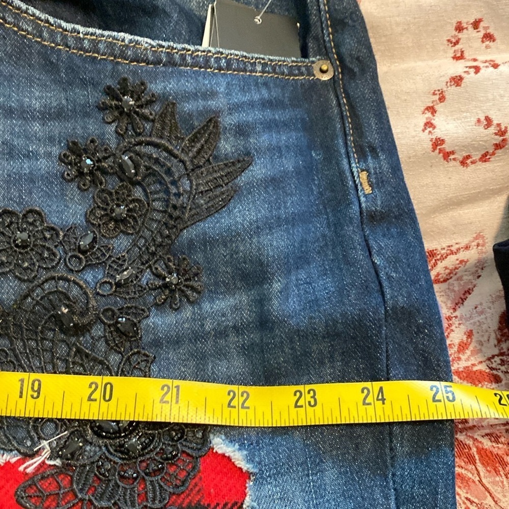 Plus Size Authentic Ralph Lauren Denim Patchwork Jeans - Picture 10 of 14